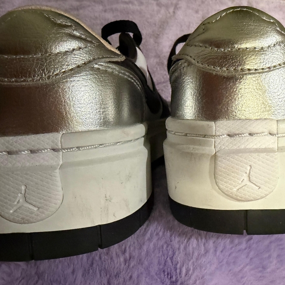 Jordan Shoes - Jordan Metallic Silver and Black Low-Top Sneakers